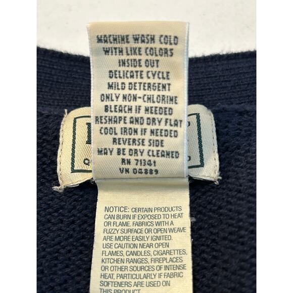 L.L. Bean Men's Navy Blue V-neck Cardigan Sweater Size Large - Picture 5 of 7